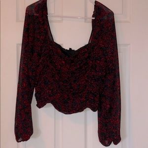 DYNAMITE cropped print blouse sz LG